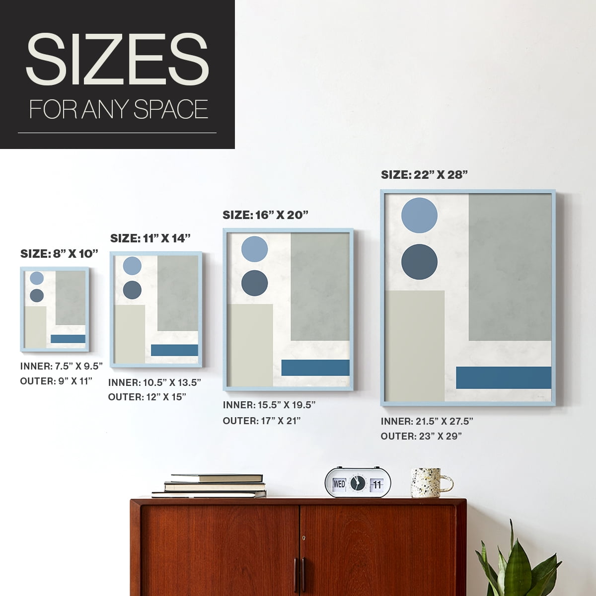 Stars Align I in Blue Solid Wood 8 x 10 Framed Print