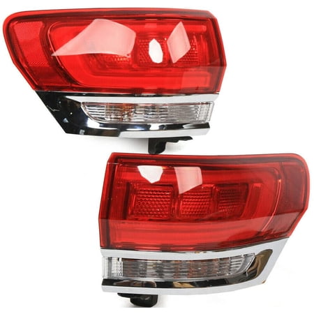 FETCOI For 2014 2015 2016 2017 2018 2019Jeep Grand Cherokee Upland/Summit/Overland/Limited/Laredo Outer Tail Lights Lamp Assembly - Pair Set