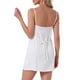 thumbnail image 3 of Noche de satén de mujer Inspire Chic, camisón de tirantes finos, cuello de cowl, con lazo en la cintura, lencería mini para dormir, camiseta blanca M, 3 of 5