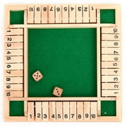 1-4 Players Shut The Box Dice Game,10 Numbers Traditional Wooden Pub Bar Board Family Game Dice for and Adults