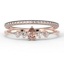 Dazzling Minimalist 1.55 Carat Pear Cut Morganite And Diamond Moissanite Classic Engagement Ring, Affordable Wedding Ring in 10k Solid Rose Gold, Gift For Her, Promise Ring, Bridal Set, Matching Band