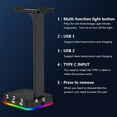 thumbnail image 6 of ICQOVD RGB Gaming Headphones Stand Headset Stand with 2 USB Charging Ports Desk Gaming Headset with Rubber Base, 6 of 8