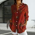 thumbnail image 2 of Jxximdong Button Up Shirts Women Long Sleeve Boho Shirts V Neck Vintage Floral Tops Ladies Blouses Casual Graphic Shirt Red Spring Tops XXL, 2 of 5