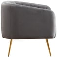thumbnail image 6 of Gray Velvet Upholstered Accent Arm Chair for Living Room, Bedroom Single Sofa Tufted Barrel Chair Golden Metal Legs, Set of 1, 6 of 7