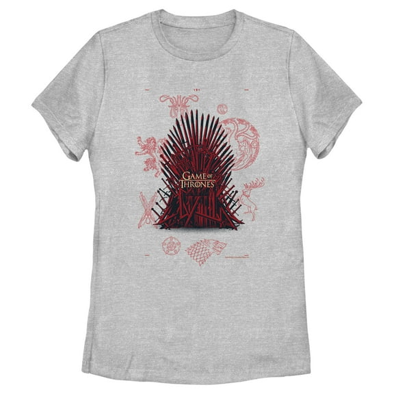 Women's Game of Thrones Red Iron Throne in Sigils  Graphic Tee Athletic Heather Small