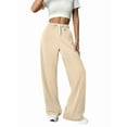 thumbnail image 2 of Women'S High Waist Loose Casual Drawstring Sweatpants Wide Leg Track Pants Fitness Pants with Pockets Beige L, 2 of 7