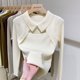 thumbnail image 2 of Women Clothing Fashion Polo Collar Hollow Out Knit Pullover Autumn Elegant Sexy Solid Patchwork Sweater Chic Y2K Long Sleeve Top, 2 of 5