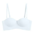 thumbnail image 2 of TrendVibe365 Wireless Strapless Bra Women Strapless Half No Wire Push up Seamless Bralettes Padded Multiway Convertible Straps Adjustable Spaghetti Strap Crop Cami Top Comfortable Underwear Blue XL, 2 of 4