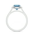 thumbnail image 3 of Natural Cushion Shaped Blue Topaz Halo Engagement Ring with Moissanite in White Gold Plated/ 925 Sterling Silver| Teardrop December Birthstone, Birthday, Anniversary, Wedding Jewelry, Ring Size 9, 3 of 4