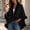 Black, variant on Women's Knitted Cape, Acrylic Loose Fit Batwing Sleeve Open Front Wrap for Daily Wear