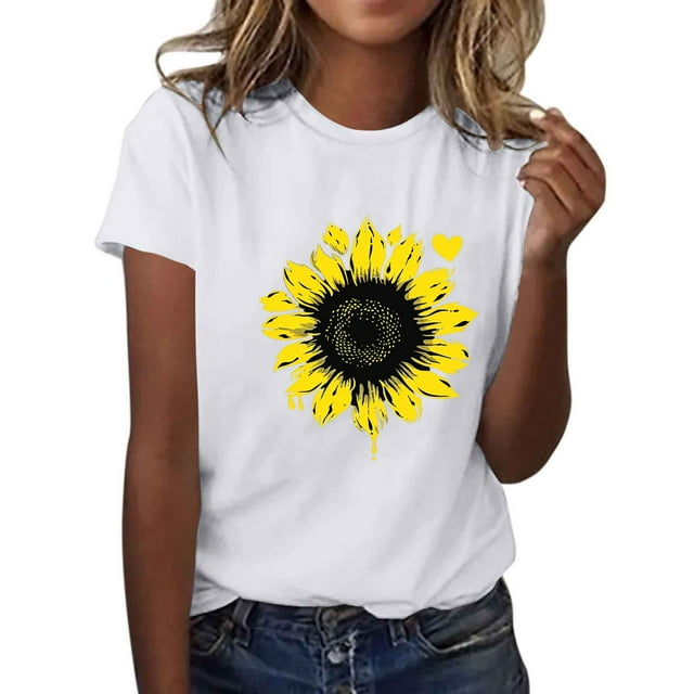 Yhmxh T-shirts pour Femmes T-shirt Imprimé pour Amoureuse Col Rond Manches Courtes Hauts d'Été pour Femmes T-shirts d'Été sous-Vêtements T-shirts pour Femmes