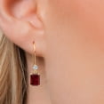 thumbnail image 3 of Gem Stone King 14K Yellow Gold Red Garnet and Lab Grown Diamond Earrings for Women | 3.73 Cttw | Gemstone January Birthstone | Emerald Cut 7X5MM, 3 of 6