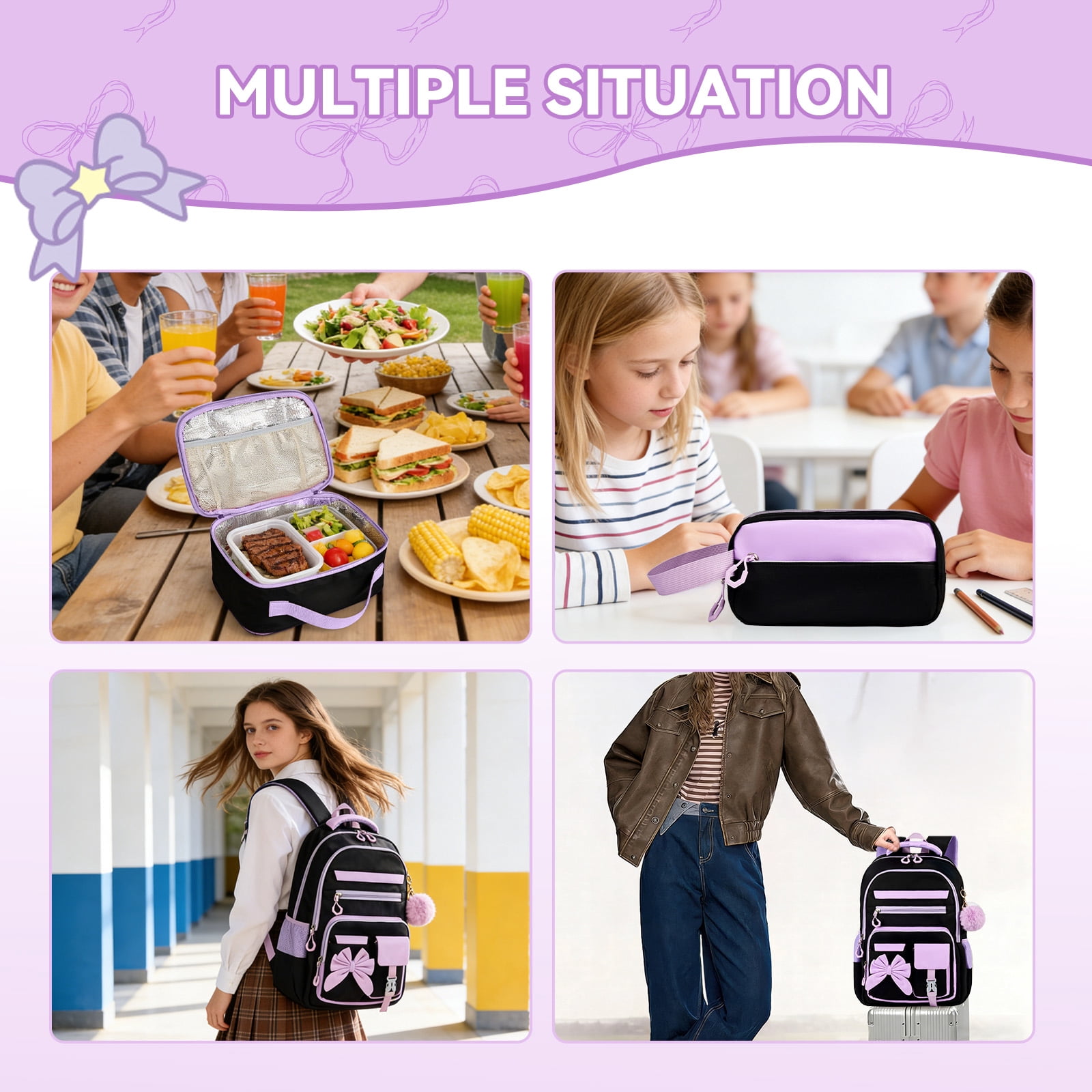 Inadays School Backpack Set Cute Bookbag Set for Elementary Preschool Middle