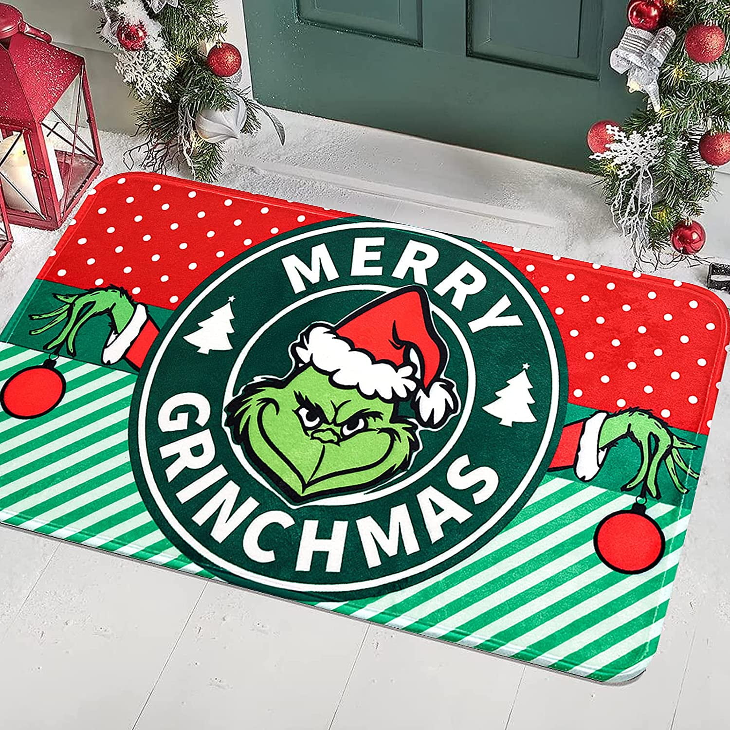 Christmas Grinch Doormat NonSlip Floor Mat Christmas Party Decorations