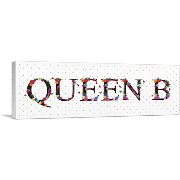 ARTCANVAS QUEEN B Girls Room Decor Canvas Art Print - Size: 36" x 12" (0.75" Deep)