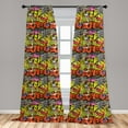 thumbnail image 5 of Ambesonne Graffiti Curtains, Hip Hop Culture Design, Pair of 28"x63", Multicolor, 5 of 5