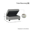 thumbnail image 3 of OakvillePark Granby Microfiber Fabric Upholstered Storage Ottoman, Light Gray, 3 of 4