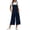 Navy, variant on Women's Cotton Linen Cropped Overalls Wide Leg Summer Casual Loose Fit Jumpsuit with Adjustable Straps & Pockets