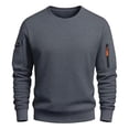 thumbnail image 4 of AnuYalue Mens Cargo Sweatshirt Athletic Long Sleeve Pullover Casual Crewneck Soild Color Tops with Zipper Pocket, 4 of 8