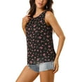 thumbnail image 5 of INSPIRE CHIC Women's Summer Sleeveless Floral Print Chiffon Blouse Casual Tank Tops Black M, 5 of 7