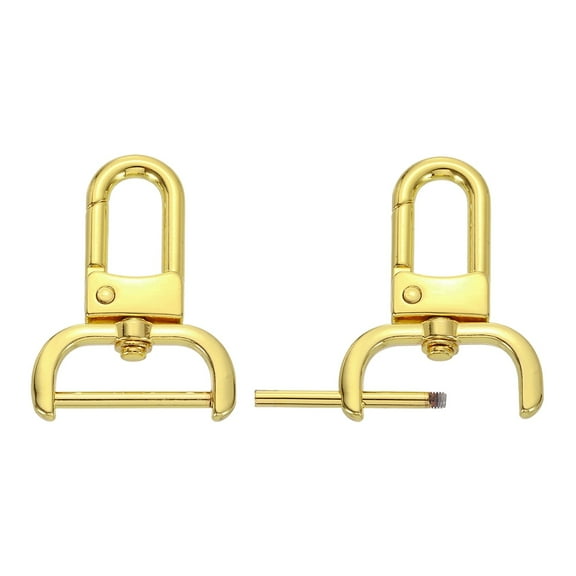 2Pack Snap Hook Swivel Clasp, 25mm(1 Inch) Detachable D-Rings Lobster Clasps, Bag Strap Replacement with Screwdriver for Purse Handbags Keychain, Gold