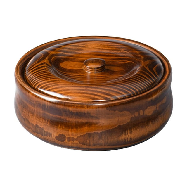 Cuenco de madera multiusos redondo para ensalada, cuenco de ramen de madera para cocina 23cmx7.5cm