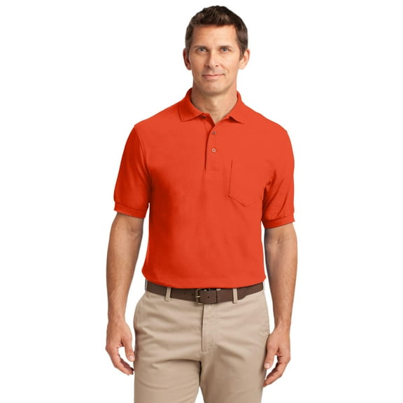 Port Authority Silk Touch Polo with Pocket-M (Orange)