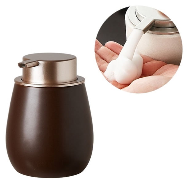 Dispensador de jabón for baño, dispensador de jabón espumoso de cerámica con bomba de oro rosa, plato de loción recargable