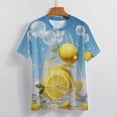 thumbnail image 3 of Yellow Lemon Womens Tops Women's Fashion Casual Short Sleeve Flower Print Round Neck Pullover Top Blouse, 3 of 6