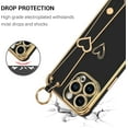 thumbnail image 3 of for iPhone 15 Pro Max Case, Cute Heart Wristband Lanyard Cross Body Strap Electroplated Camera Protection Shockproof Protective Case Women Girls for iPhone 15 Pro Max 6.7"-Black., 3 of 7