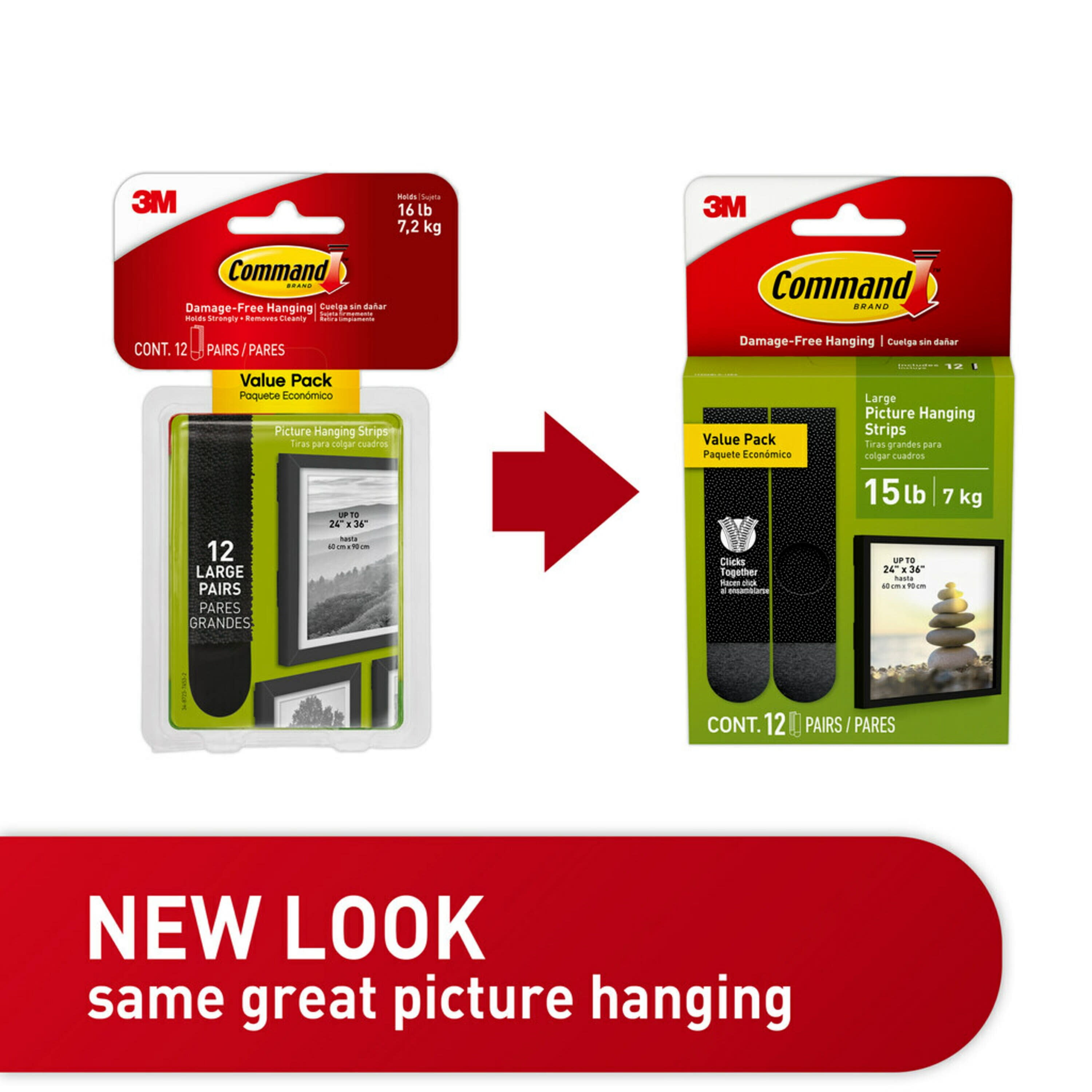 Command Large Hanging Strips 4 Pairs 8 Command Strips Damage Free Black -  Office Depot