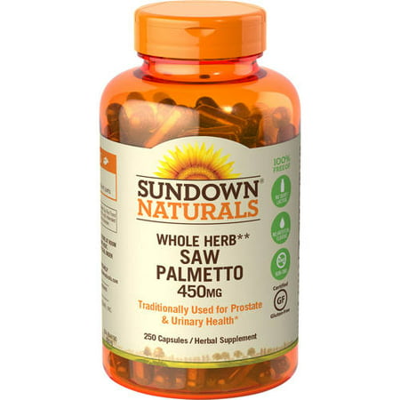 Sundown Naturals Whole Herb Saw Palmetto Capsules, 450 Mg, 250