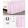 thumbnail image 3 of Pink White Stripe Wrap Around Bed Skirts for Queen Bed 18" Drop,Bed Skirt with Adjustable Elastic Belt Dust Ruffle Bed Valance for Bedroom Hotel Modern Minimalist Geometric Striped Bed Frame Cover, 3 of 7