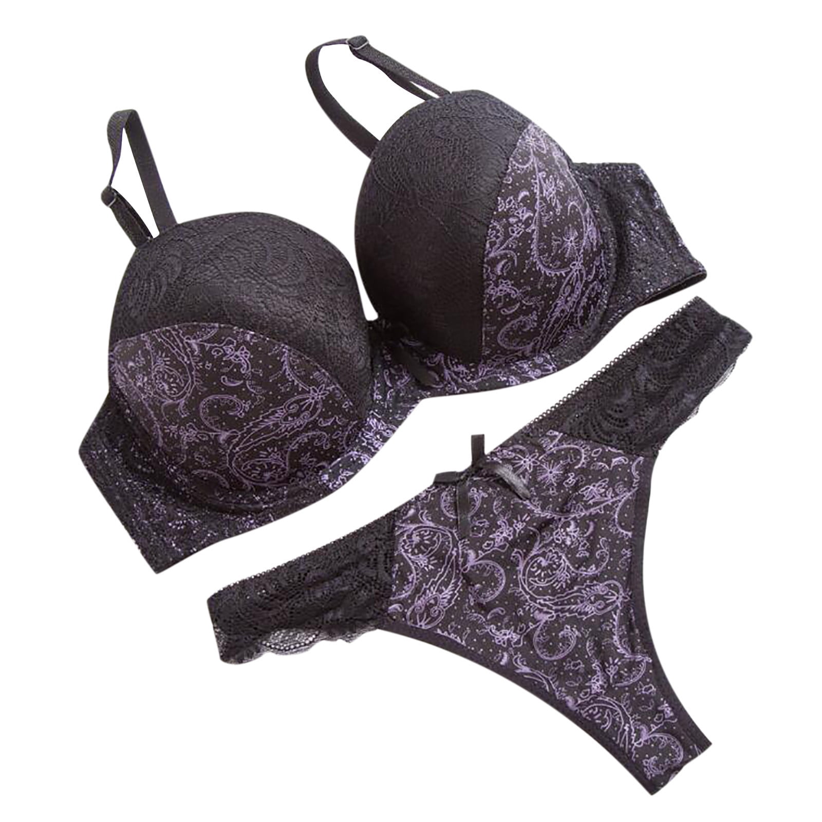 TMOYZQ Women's Lingerie Sexy Sets with Underwire Embroidered Lace Push Up  Everyday Matching Bra and Panty Set Embroidered Two Piece Bralette Underwear  Set 
