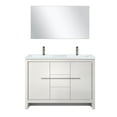 thumbnail image 2 of Double Bath Vanity In White, 48"w X 20"d, Cultured Marble, Metal Faucet, 43" Mirror, Magnificent 48" White Bathroom Vanity, Exquisite, 2 of 5