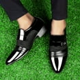 thumbnail image 5 of Men's dress shoes fashionable simple business solid color check pattern four seasons wedding England casual shoes PU upper PU sole rubber sole PU insole ordinary toe cap, 5 of 6