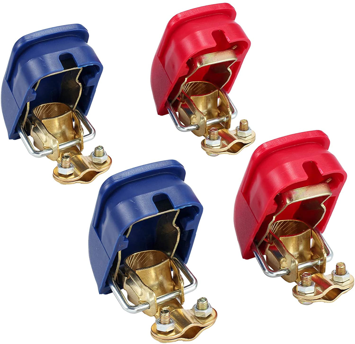 Quick Release Battery Terminals Clamps Connectors for Car Caravan Motorhome Terminal 2 Pairs of Positive and Negative Quick release car battery connectors Red/Blue 