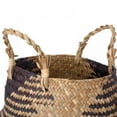 thumbnail image 4 of Foldable Handmade Storage Basket Folding Wicker Rattan Seaweed Belly Straw Garden Flower Pot Planter Laundry Basket, 4 of 7