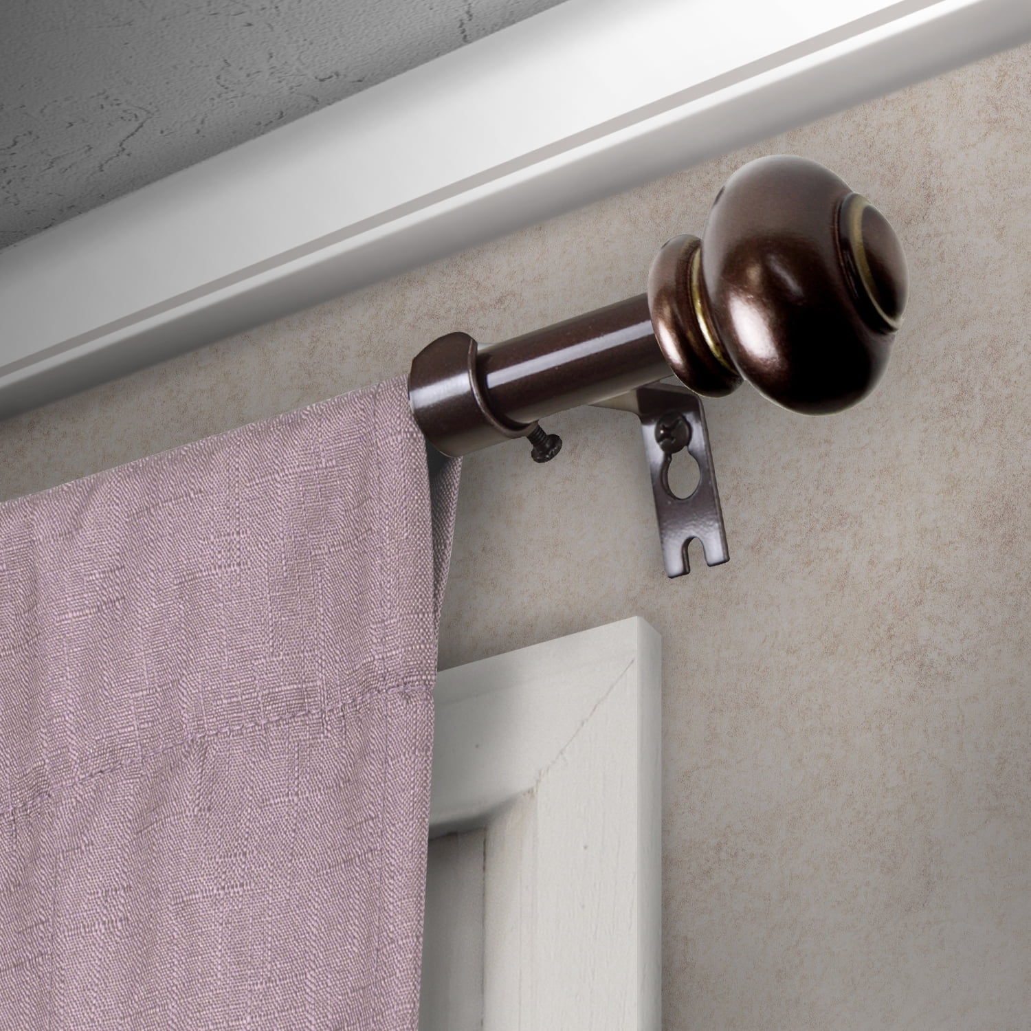 Central Design Products Steel 0.63" Modern Single Curtain Rod, Brown