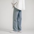 thumbnail image 5 of 2023 Spring New Straight Jeans For Men Korean Fashion Solid Color Classic Denim Men Trousers Basic Baggy Jeans For Women, 5 of 6