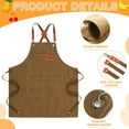 thumbnail image 2 of 4 Pack Canvas Chef Apron for Men with Adjustable Strap Cross Back Cotton Barber Apron with Pocket, 26 x 30'', 2 of 7