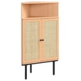 thumbnail image 7 of 39" Tall Corner Storage Cabinet with Rattan Doors, 4-Tier Farmhouse Floor Cabinet with Adjustable Shelves & Metal Legs, Space-Saving Organizer for Bathroom & Living Room/Light Oak, 7 of 7
