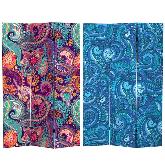 Oriental Furniture 6 ft. Tall Psychedelic Wallpaper Canvas Screen - 3 Panel