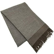 Alpaca Home | 100% Baby Alpaca Wool Sofa Throw Blanket - Woven by Hand, All Natural, Reversible Herringbone Pattern with Fringe Perfect for Bedroom or Living Room (Grey/Rose Grey - Squares)