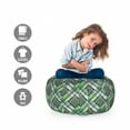 thumbnail image 2 of Hunter Green Storage Toy Bag Chair, Checkered Pattern with Squares and Crossing Lines, Stuffed Animal Organizer Washable Bag, Small Size, Hunter Green Multicolor, by Ambesonne, 2 of 3