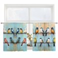 thumbnail image 2 of Colorful Oil Painting Semi Sheer Window Curtains 54 Inches Long, Vintage Spring Birds Animals Rod Pocket Voile Silky Chiffon Curtain Light Filtering Drapes for Living Room, Kitchen, 52"x54", 2 Panels, 2 of 9