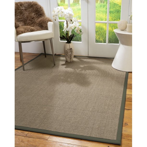 Natural Area Rugs Dalton Custom Sisal Rug, 8' x 10', Green Border