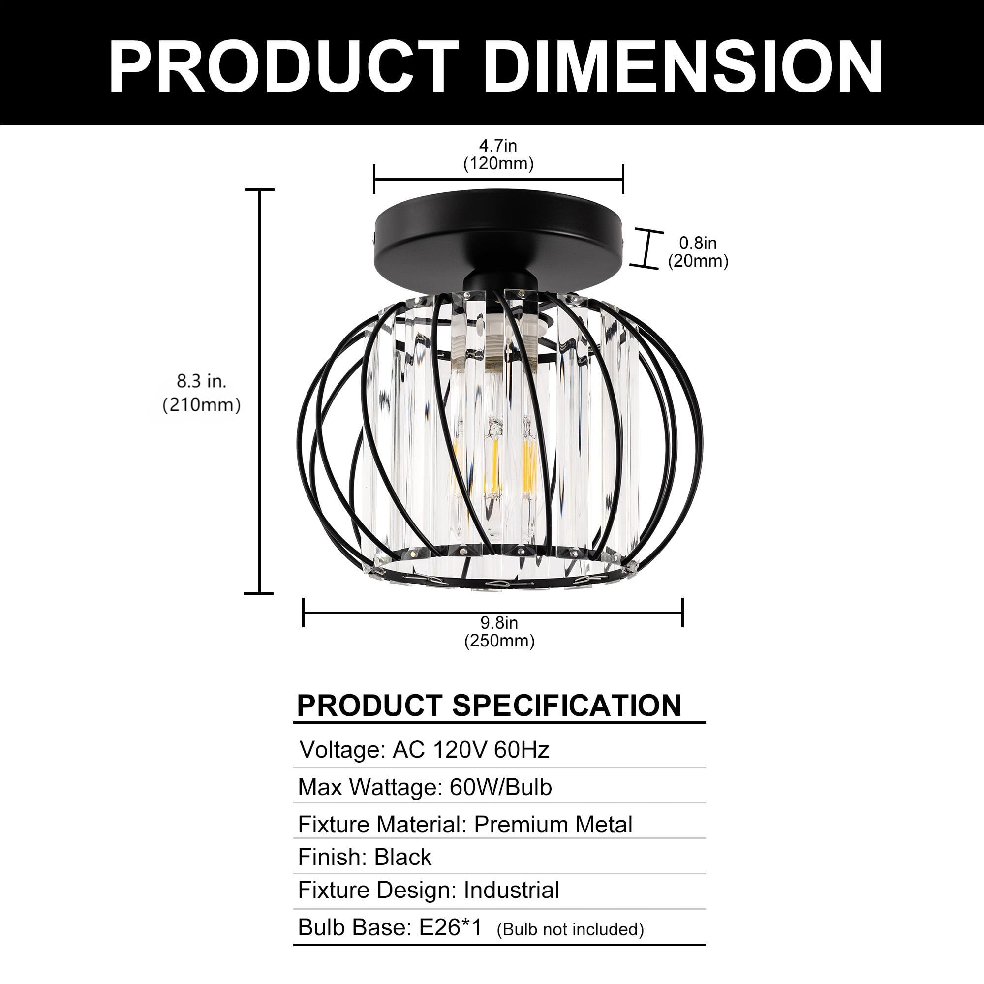 YANSUN 7.08 in 1 Light Black Modern Semi Flush Mount Ceiling Light for Bedroom Foyer Kitchen