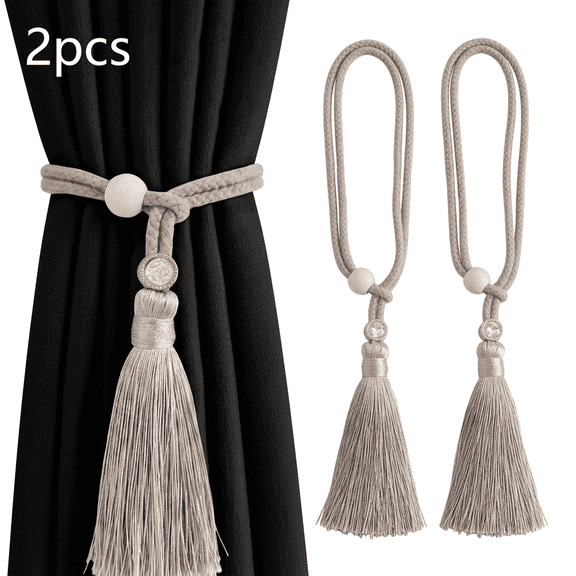 ROSEXIXI Curtain Tiebacks 2 Pcs Braided Rope Curtain Tie Backs Drapery Tiebacks for Home Living Room Bedroom Office Window Decor