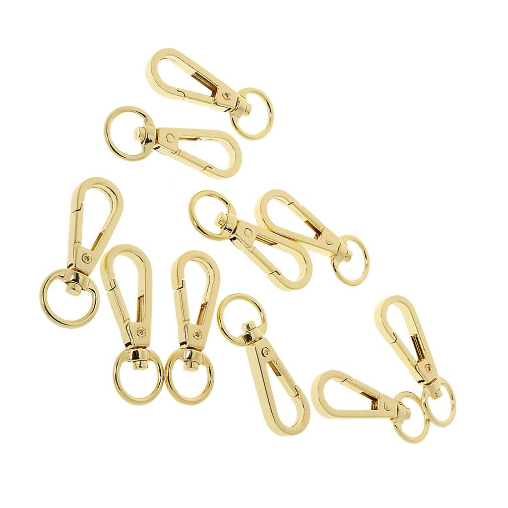 Milageto 3x 10pcs Alloy Spring Snap Hook Clasps Keychain Key Ring Gold